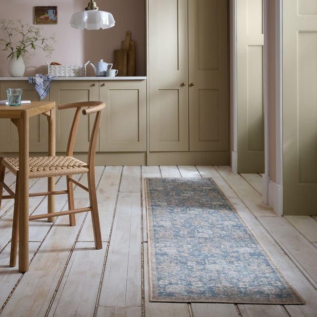 Tapis lavable de couloir ORELIA Couleur bleu <span itemprop=