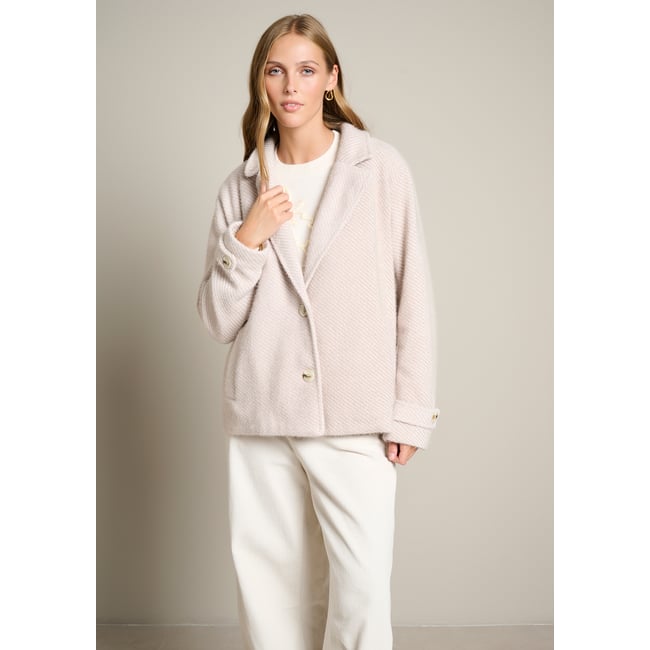 Manteau court texturé lt beige <span itemprop=