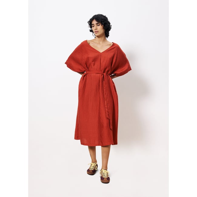 Robe  longue NICKIE rouge brique <span itemprop=