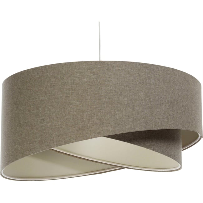 Suspension ronde en tissu style boho vintage Couleur beige crème doux <span itemprop=