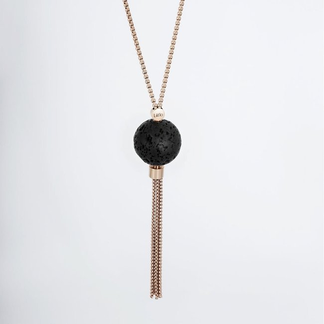 Long necklace Liliflo Rose - Lava stone, rose gold, LILIFLO