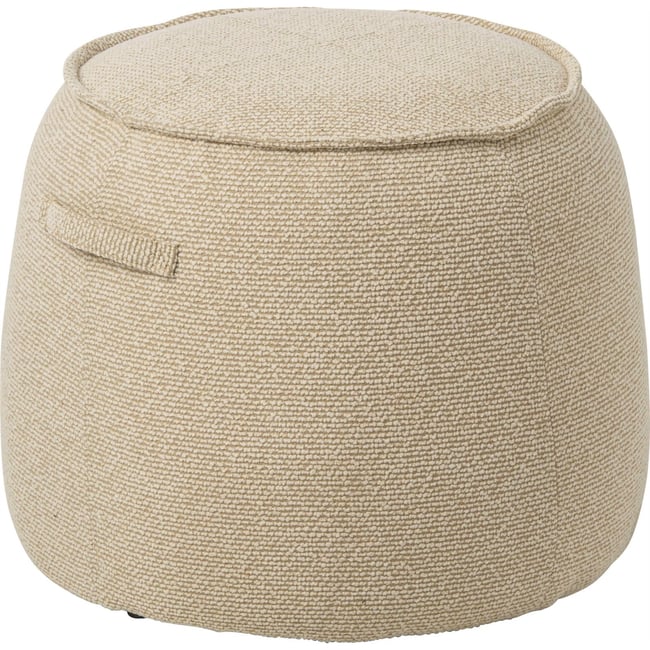 Pouf rond en tissu bouclé Couleur écru <span itemprop=
