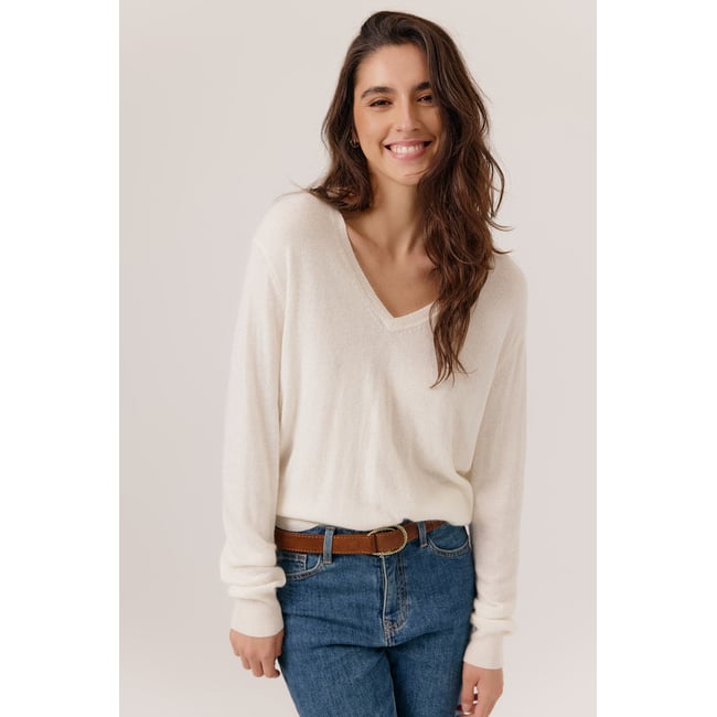Pull coupe ajustée col en V manches longues EDEN - ARTLOVE