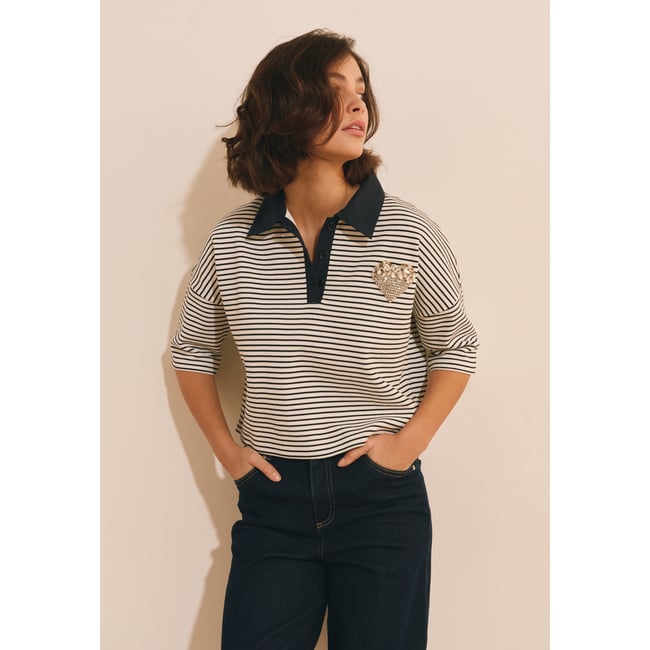 ETAM T-SHIRT AYA - POLO MC ecru <span itemprop=