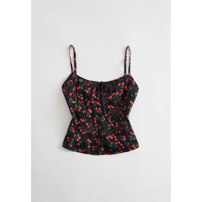 Top Corset Imprimé noir multi <span itemprop=