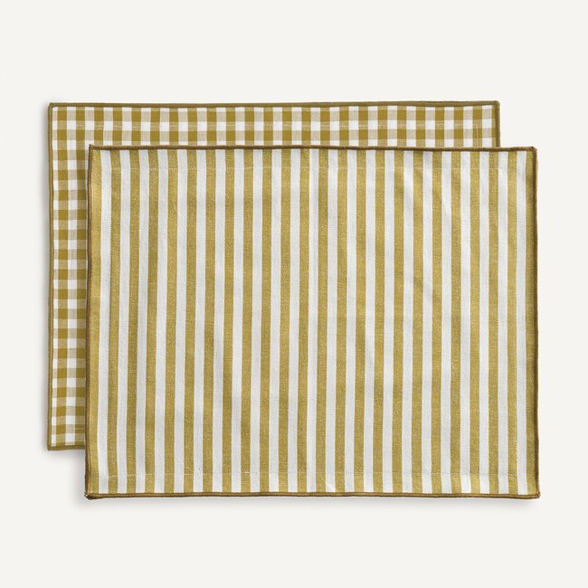 Lot de 2 sets de table, 30% coton recyclé, tissé-teint, SOIZIC - LA REDOUTE INTERIEURS
