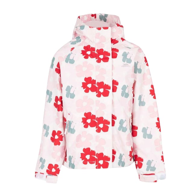 Veste imperméable à capuche amovible motif/style floral rouge <span itemprop=