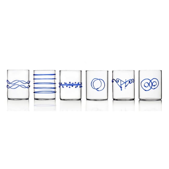 Verres à eau motif design  Deco Blu set de 6 Couleur bleu <span itemprop=