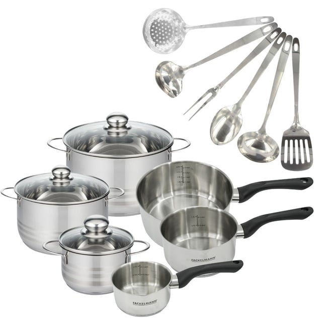 3 faitouts 16/20/24cm + 3 casseroles 12/16/20cm BRILLANT inox|noir <span itemprop=