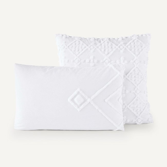 Taie d'oreiller tuftée, coton Bio, Pintu blanc AM.PM