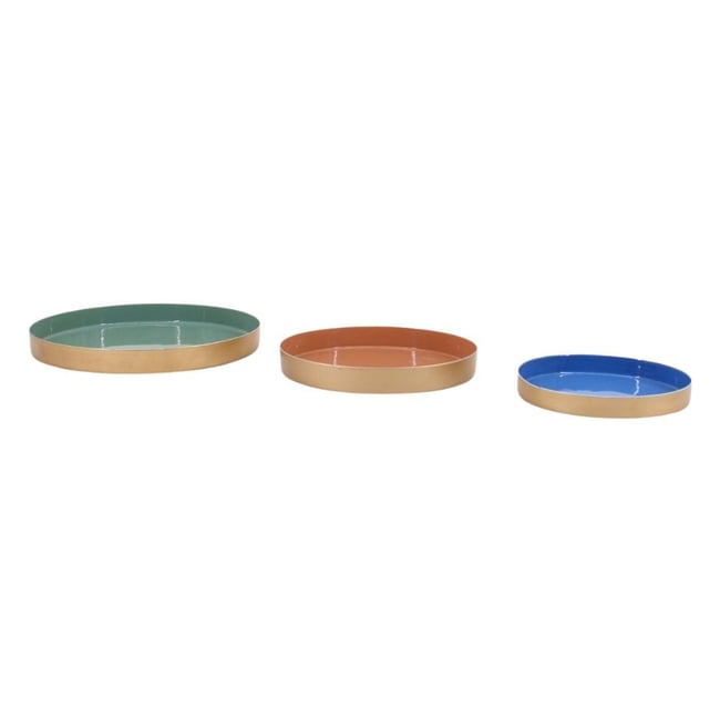 Set de 3 plateaux ronds colorés Couleur vert <span itemprop=