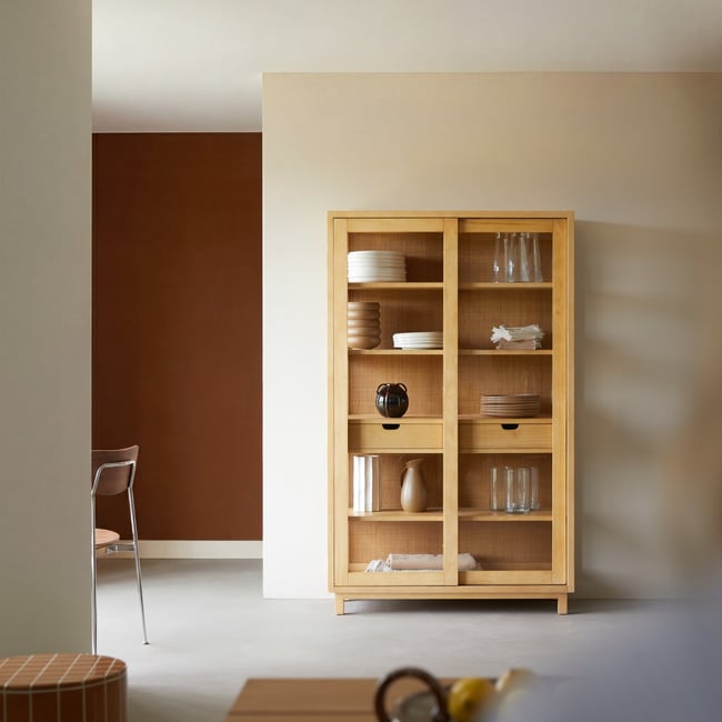 Vitrine en Chêne massif, ADEL Couleur naturel <span itemprop=