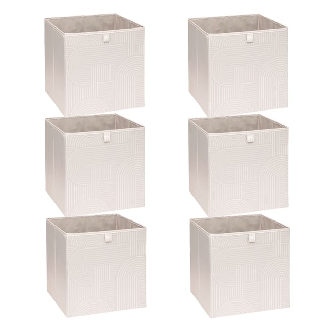 Lot de 6 boîtes de rangement cubes à motifs arches MIX'N MODUL Couleur beige <span itemprop=