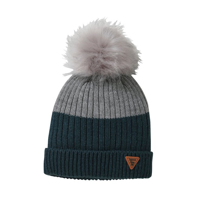 Bonnet bicolore en maille pétrole <span itemprop=