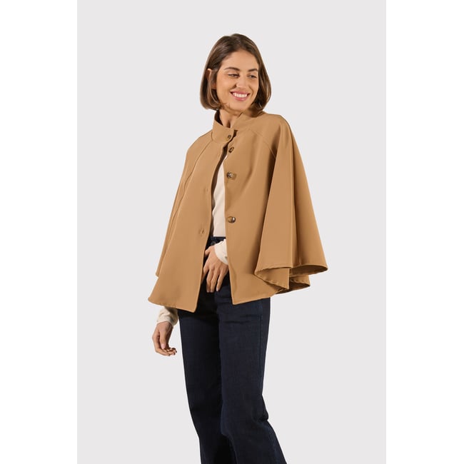 Veste cape MANDY brun camel <span itemprop=