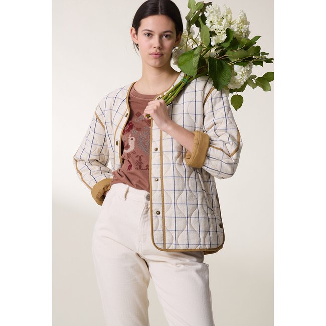 Veste mi-saison à carreaux VOLCANA ecru <span itemprop=