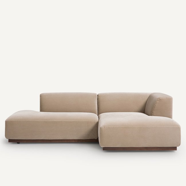 Divano angolo destro velluto, Jacopo beige cendré AM.PM