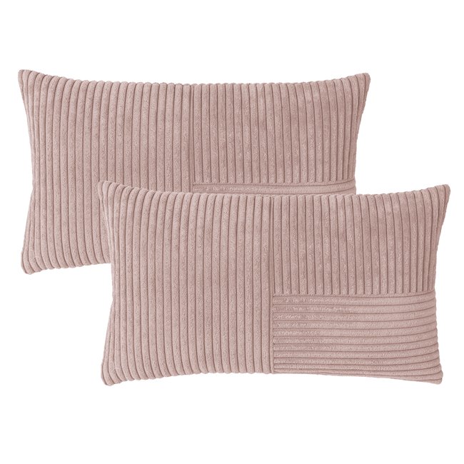 Housses de coussin velours cotelé SHARA PATCH-Lot de 2 - MAGMA HEIMTEX