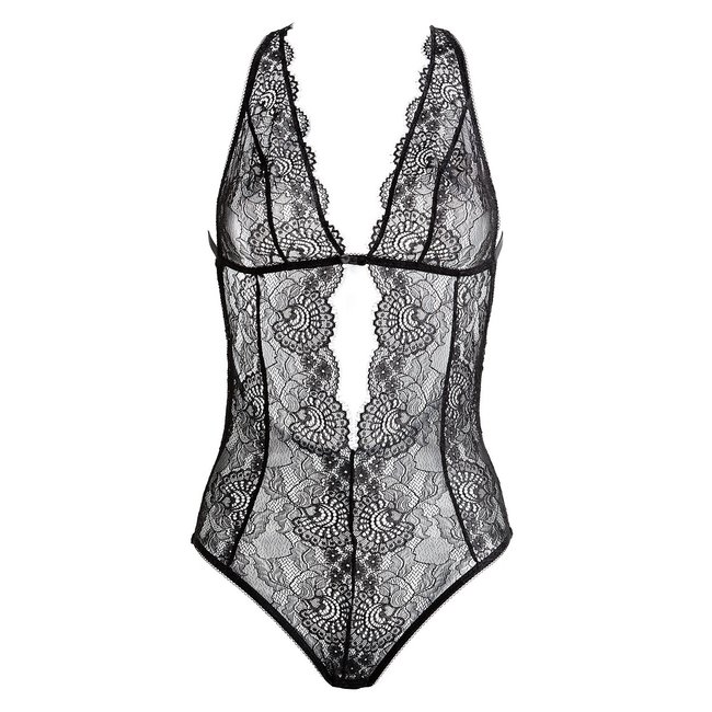 Body in pizzo con spacco nero SUITE PRIVEE