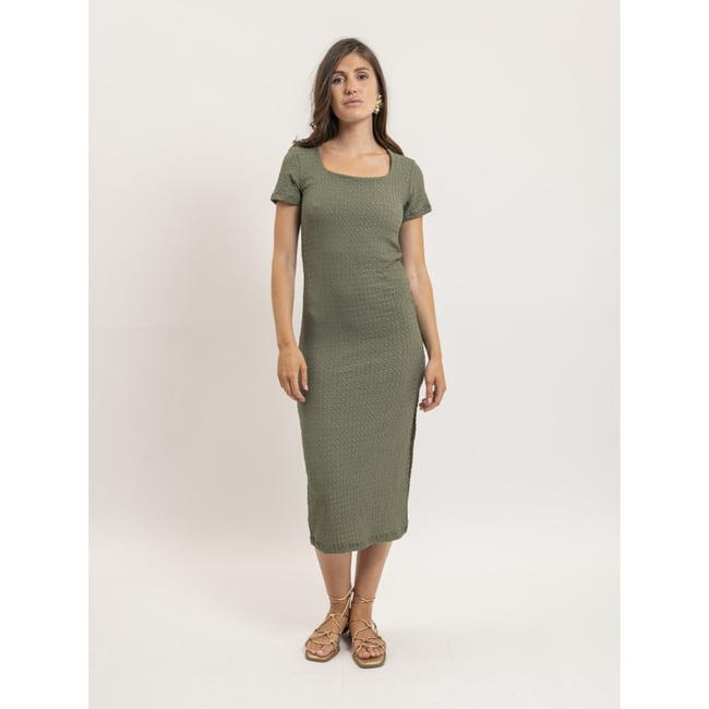 Robe Mi-longue Moulante Gauffrée Iena - DONA LISA