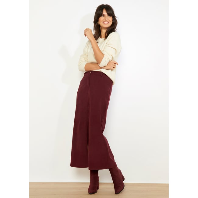 Jupe longue en velours bordeaux wine <span itemprop=