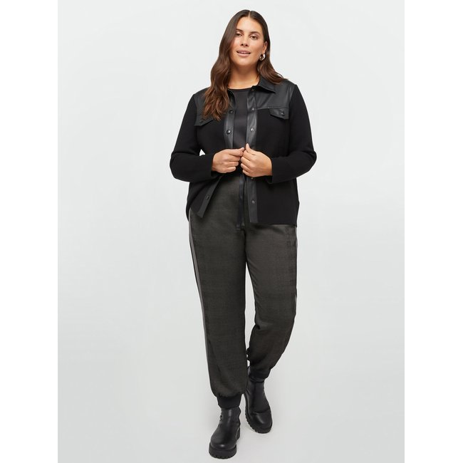 Pantalon jogger imprimé Prince de Galles avec bords sur les côtés le long des jambes gris <span itemprop=