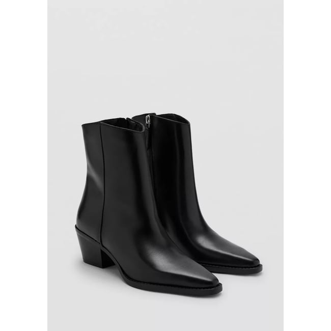 Bottines cuir talon bloc noir <span itemprop=