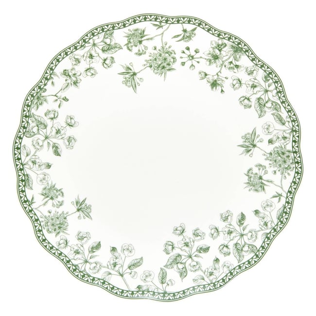 Lot de 6 assiettes plates rondes en porcelaine LISIERE Couleur vert <span itemprop=