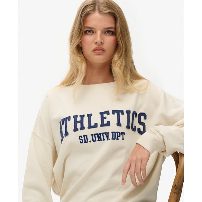 Sweatshirt Athletic Essentials à Appliqué blanc cassé os du désert <span itemprop=