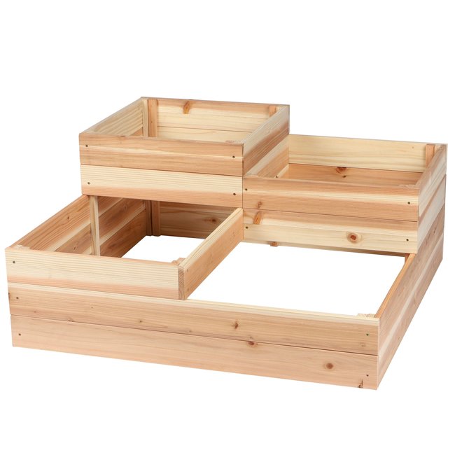 Carré potager en bois 4 niveaux 80x80x37.5cm Couleur bois <span itemprop=