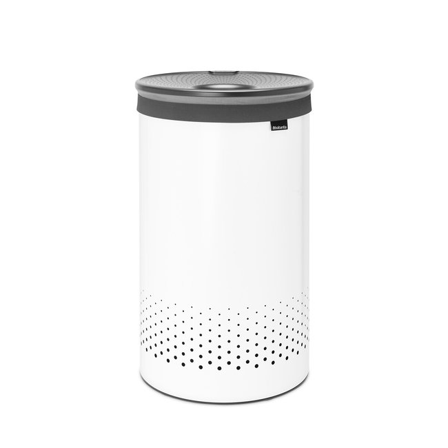 Laundry Bin with a Plastic Lid, 60L, white, BRABANTIA