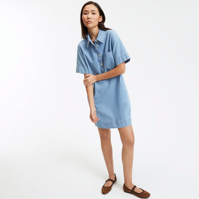 Robe Jean Femme La Redoute Taille 44 - Manches Courtes Bleu - État Très Bon - Style Décontracté