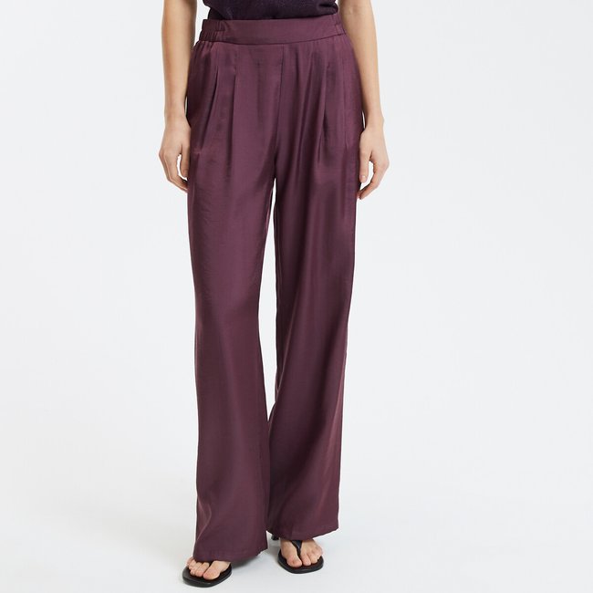 Pantalon large à pinces prune <span itemprop=