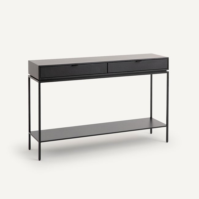 Consola de acero y piel, Réalto negro <span itemprop=
