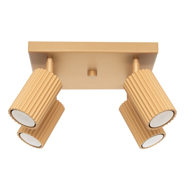 Plafonnier Aluminium Doré GU10 4 Karbon Couleur jaune <span itemprop=
