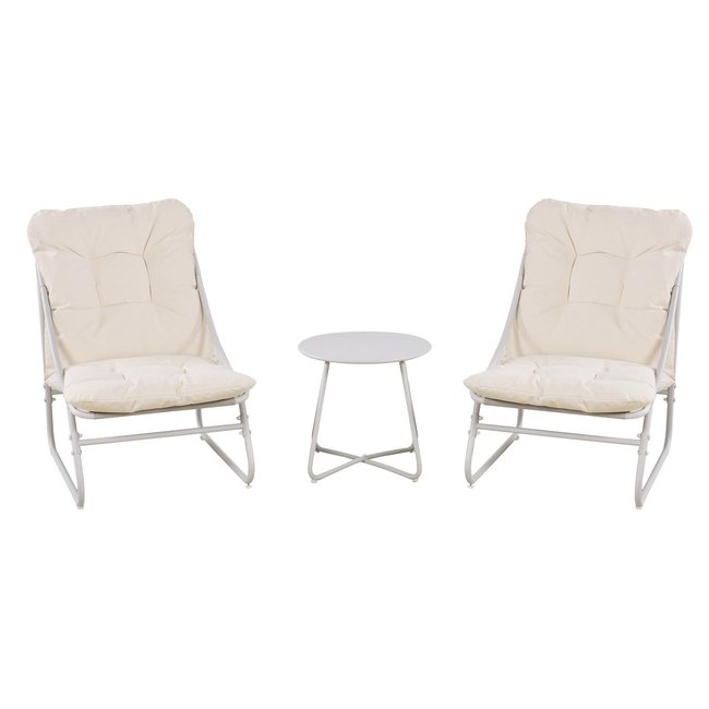 Salon de jardin en acier 2 places ANTIBES beige <span itemprop=
