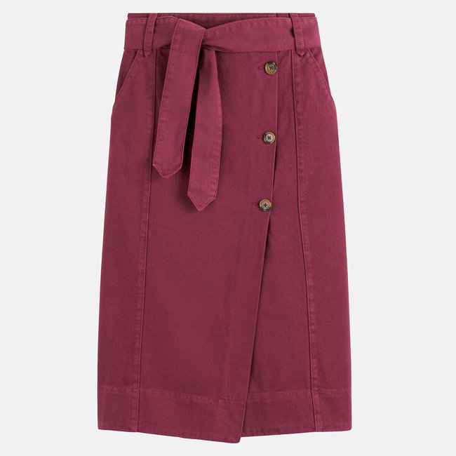 Gonna midi a portafoglio in twill di cotone - LA REDOUTE COLLECTIONS