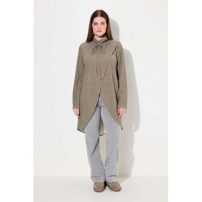 Sweat-shirt long en coton bio gris pierre <span itemprop=
