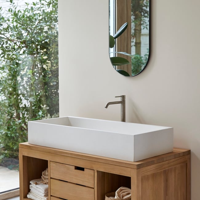 Vasque en Terrazzo, PEGASE Couleur blanc <span itemprop=
