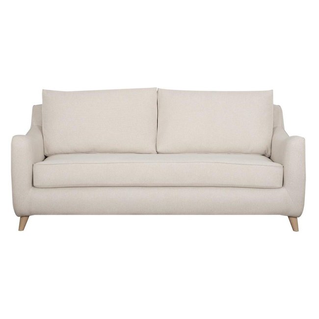 Canapé convertible scandinave 3 places avec matelas 10 cm VENDOME Couleur beige naturel <span itemprop=