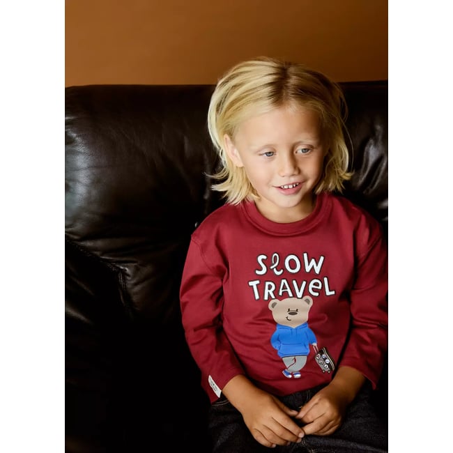 T-shirt manches longues imprimé grenat <span itemprop=