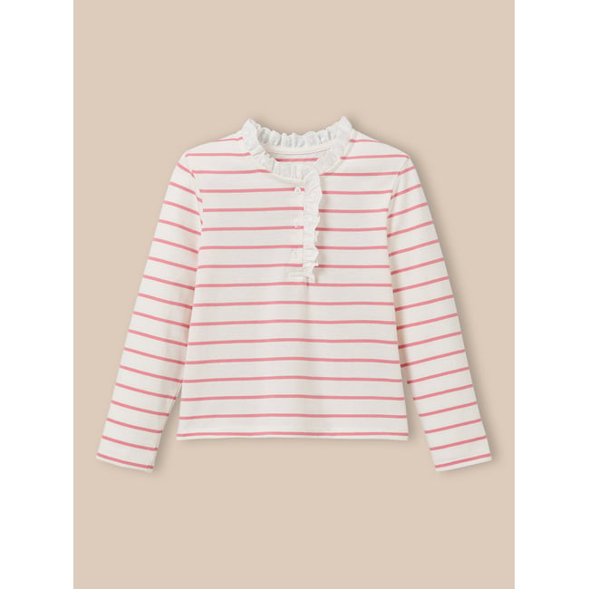 T-shirt  en coton biologique - Collection JUNIOR rayure rose <span itemprop=