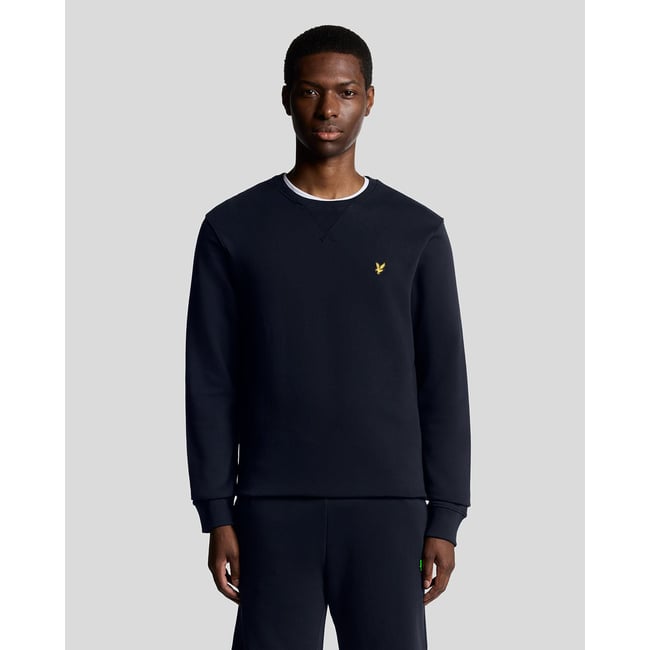 Sweat-shirt col rond en coton bleu foncé marine <span itemprop=