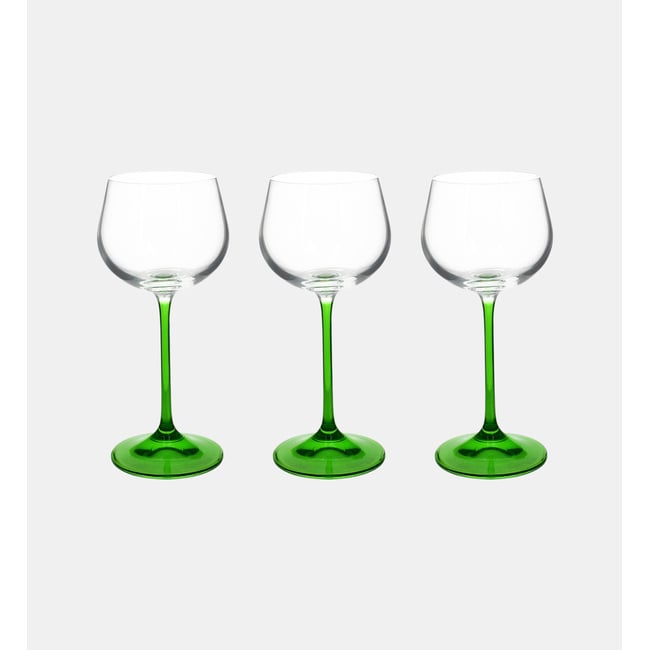Lot de 3 verres à pied 16,5cl, VIN DU RHIN Couleur transparent-vert <span itemprop=