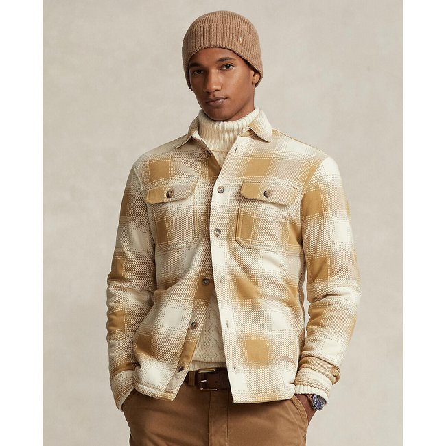 Checked cotton fleece jacket cream Polo Ralph Lauren La Redoute