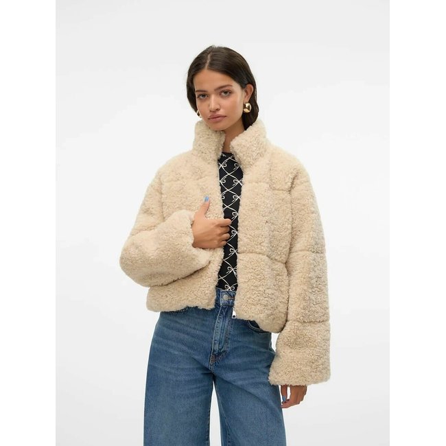 Fleece high neck jacket, light beige, Vero Moda | La Redoute