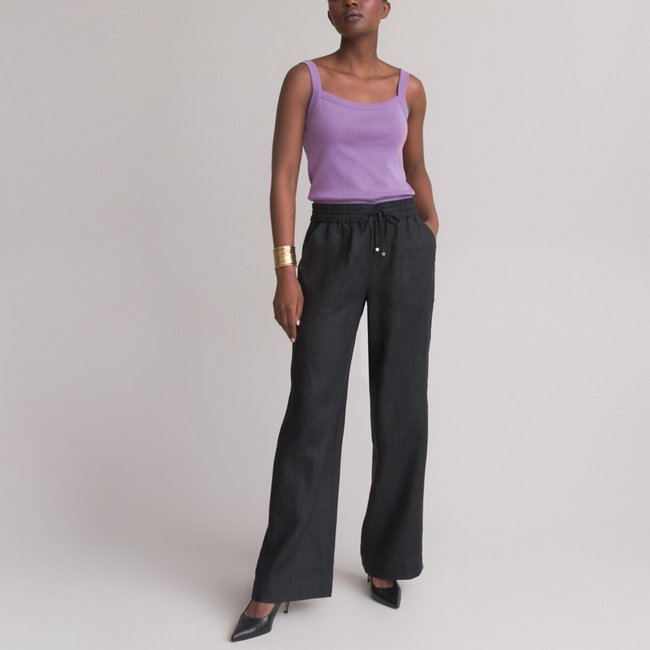 Linen wide leg trousers length 30.5