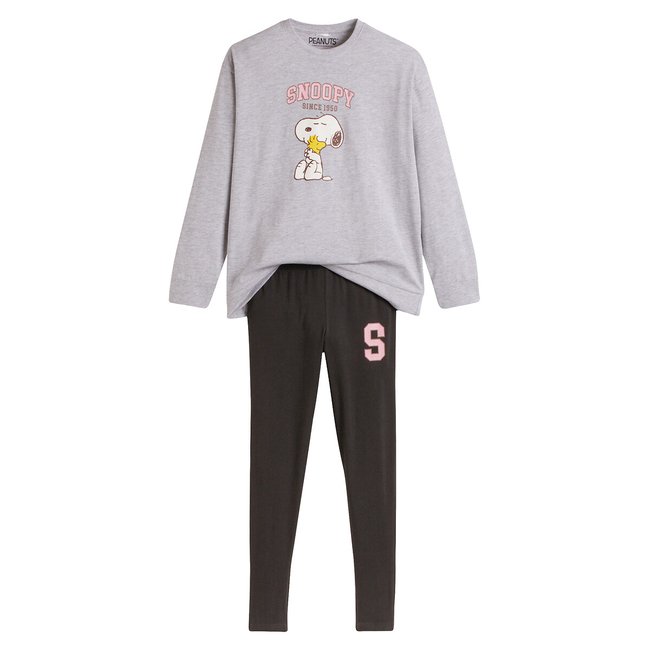 Pijama Snoopy gris jaspeado/negro <span itemprop=