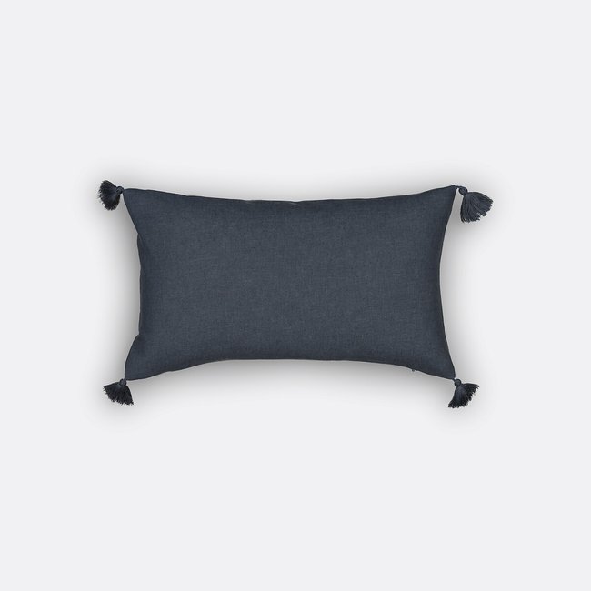 Capa de almofada retangular, em linho/algodão, Lincot azul-tinta <span itemprop=