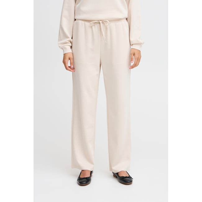 Pantalon en jersey, jambes larges almond milk <span itemprop=